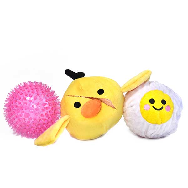 3-in-1 The Chicken + The Egg Squeaky Dog Toy